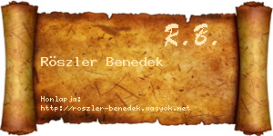 Röszler Benedek névjegykártya